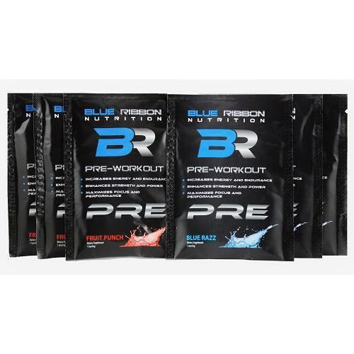 blue ribbon nutrition pre workout sample packs packets. Fruit punch and blue razz flavor